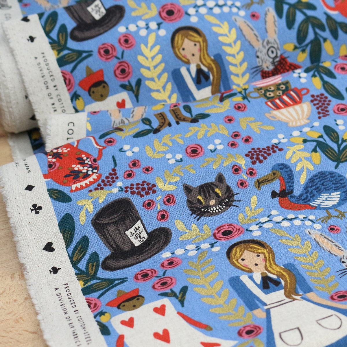 cotton Linen Canvas - Wonderland fabric Blue - FO:REST Fabric 布恩堂Liberty fabrictana lawnjapanese fabricykk zipper
