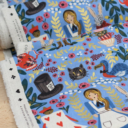 cotton Linen Canvas - Wonderland fabric Blue - FO:REST Fabric 布恩堂Liberty fabrictana lawnjapanese fabricykk zipper
