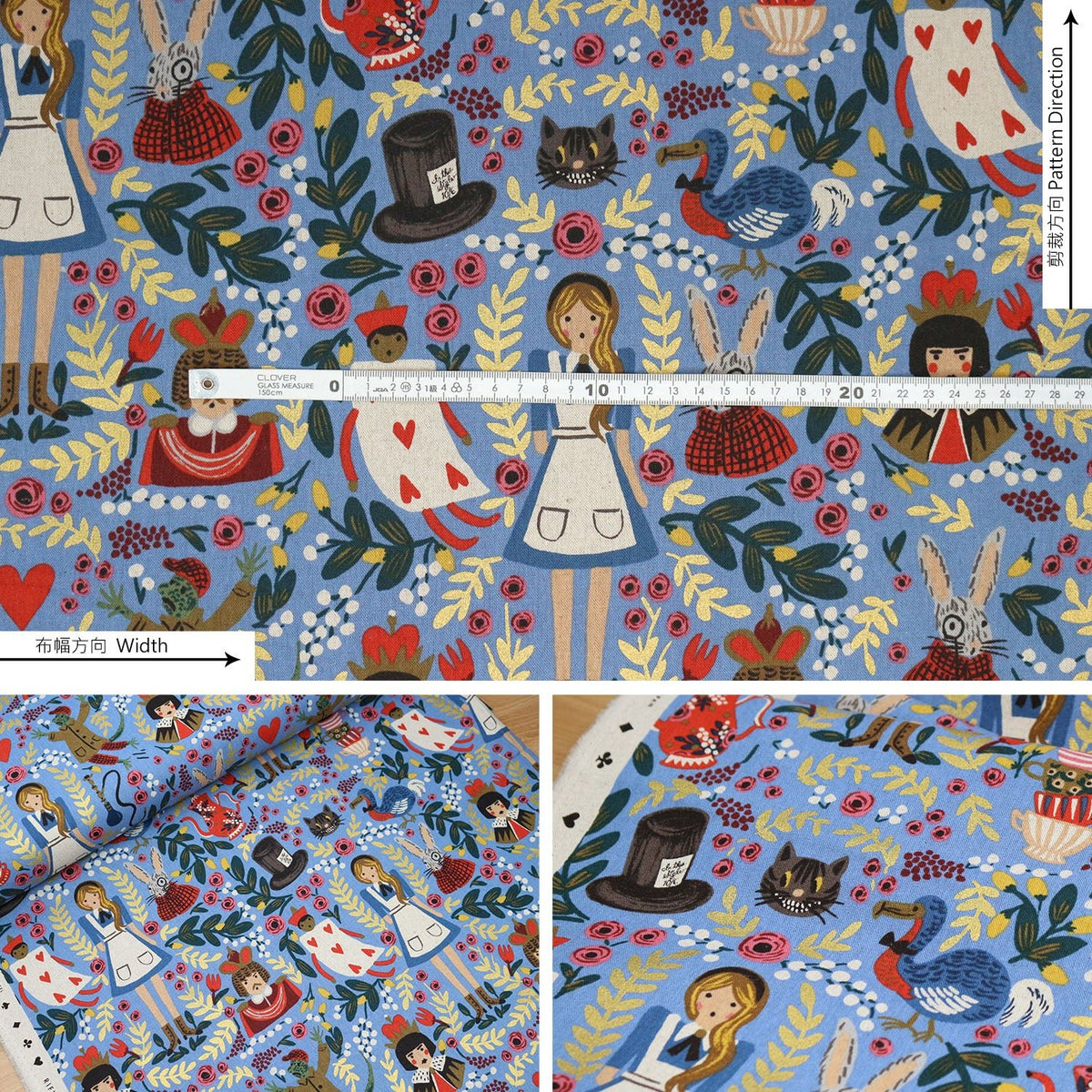 cotton Linen Canvas - Wonderland fabric Blue - FO:REST Fabric 布恩堂Liberty fabrictana lawnjapanese fabricykk zipper