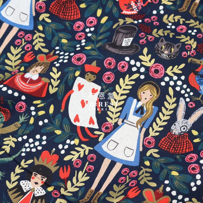cotton Linen Canvas - Wonderland fabric Navy - FO:REST Fabric 布恩堂Liberty fabrictana lawnjapanese fabricykk zipper