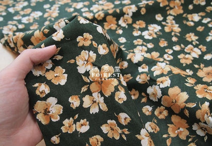 cotton Linen - Elegance Flowers fabric - forest-fabric