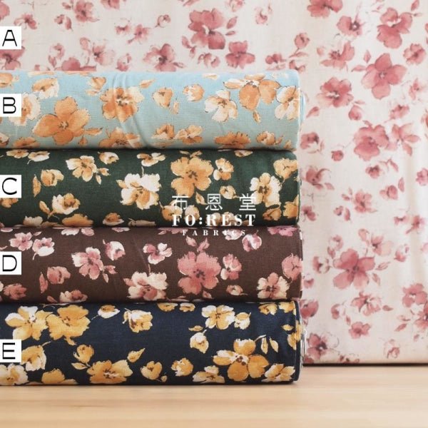 cotton Linen - Elegance Flowers fabric - FO:REST Fabric 布恩堂Liberty fabrictana lawnjapanese fabricykk zipper