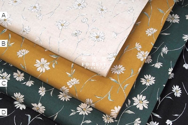 cotton linen - Flowers dance fabric - forest-fabric