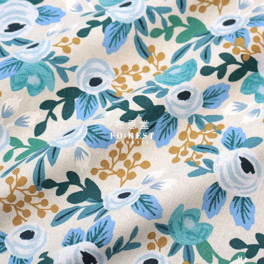 Cotton Linen - Garden Party Rose Fabric Natural Canvas