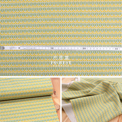 Cotton Linen - sashiko moyou Flower fabric Yellow - FO:REST Fabric 布恩堂Liberty fabrictana lawnjapanese fabricykk zipper