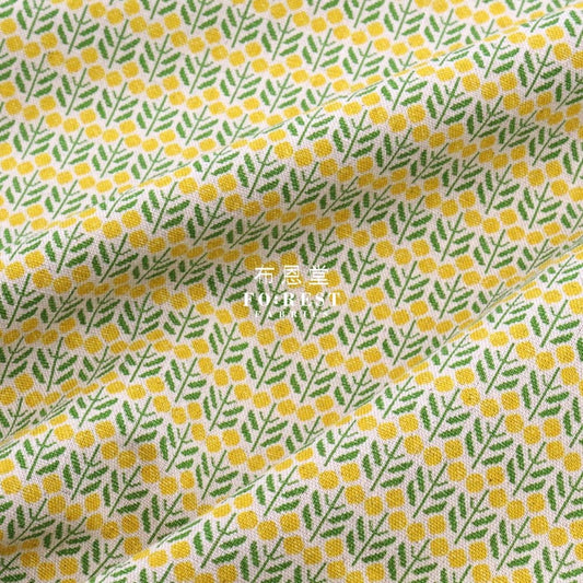 Cotton Linen - sashiko moyou Flower fabric Yellow - FO:REST Fabric 布恩堂Liberty fabrictana lawnjapanese fabricykk zipper