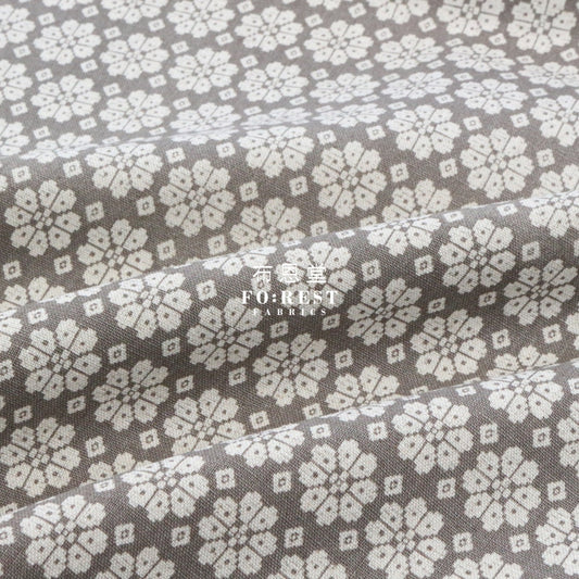 Cotton Linen - Sashiko Moyou Snow Fabric Gray Cotton Linen Canvas