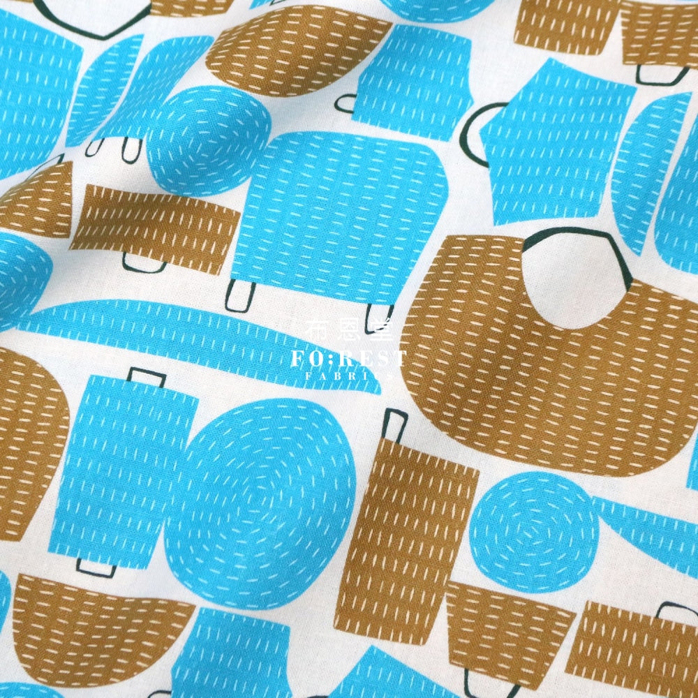 Cotton Linen - Tayutou Basket Bag Fabric Blue