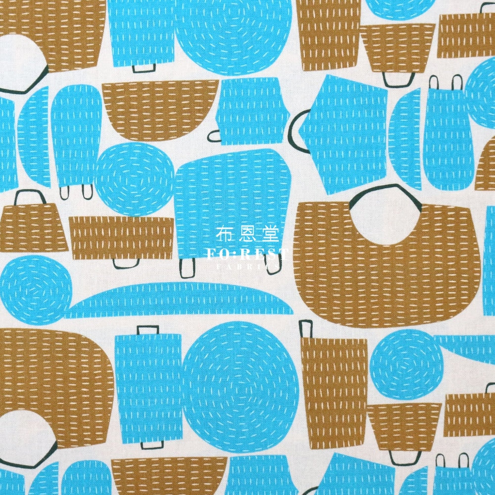 Cotton Linen - Tayutou Basket Bag Fabric Blue