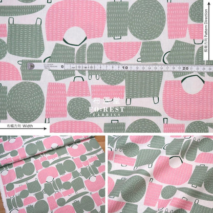 cotton linen - tayutou Basket Bag fabric PINK - FO:REST Fabric 布恩堂Liberty fabrictana lawnjapanese fabricykk zipper