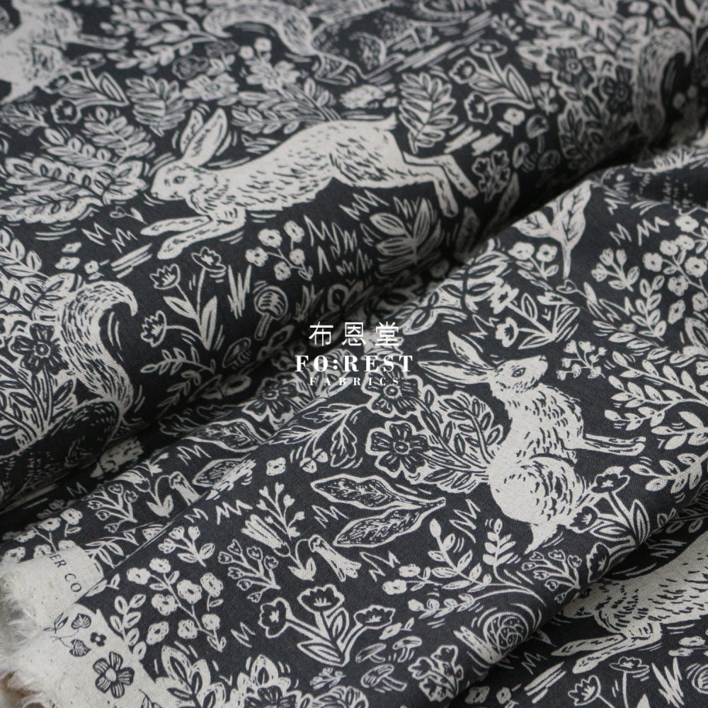 Cotton Linen - Wildwood Leaf Fabric Gray Canvas