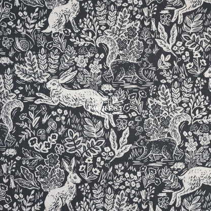 Cotton Linen - Wildwood Leaf Fabric Gray Canvas