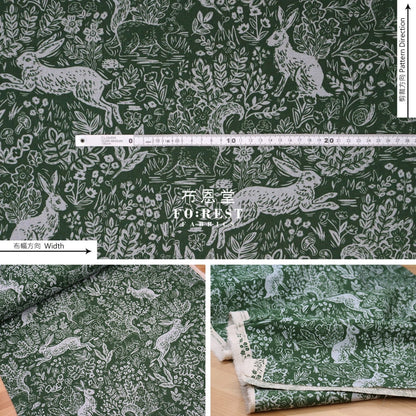 Cotton Linen - Wildwood Leaf Fabric Green Canvas