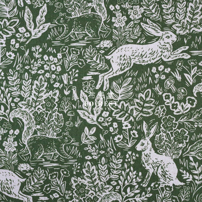 Cotton Linen - Wildwood Leaf Fabric Green Canvas