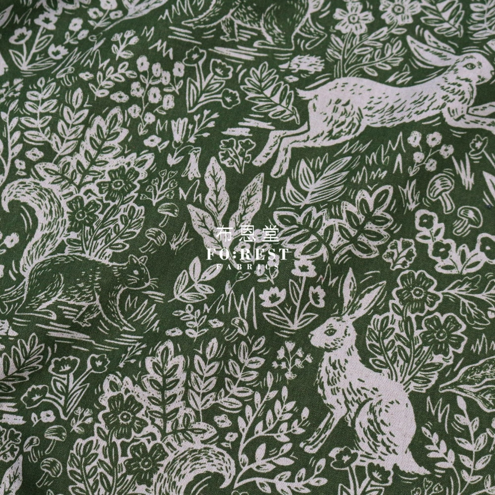 Cotton Linen - Wildwood Leaf Fabric Green Canvas