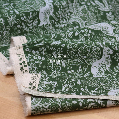 Cotton Linen - Wildwood Leaf Fabric Green Canvas
