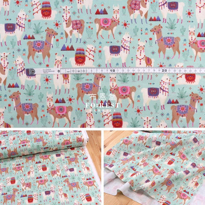 cotton - LLAMA Fiesta fabric Blue - FO:REST Fabric 布恩堂Liberty fabrictana lawnjapanese fabricykk zipper