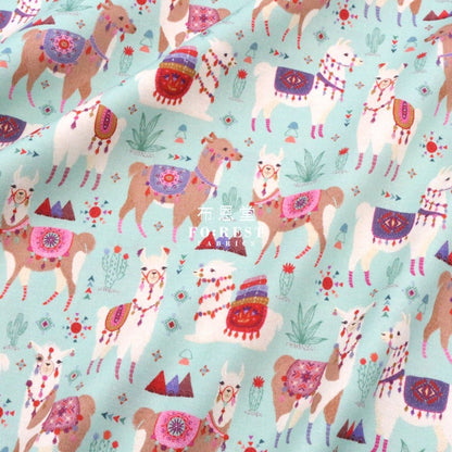 cotton - LLAMA Fiesta fabric Blue - FO:REST Fabric 布恩堂Liberty fabrictana lawnjapanese fabricykk zipper
