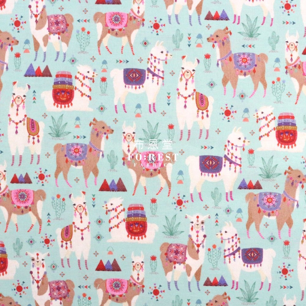 cotton - LLAMA Fiesta fabric Blue - FO:REST Fabric 布恩堂Liberty fabrictana lawnjapanese fabricykk zipper
