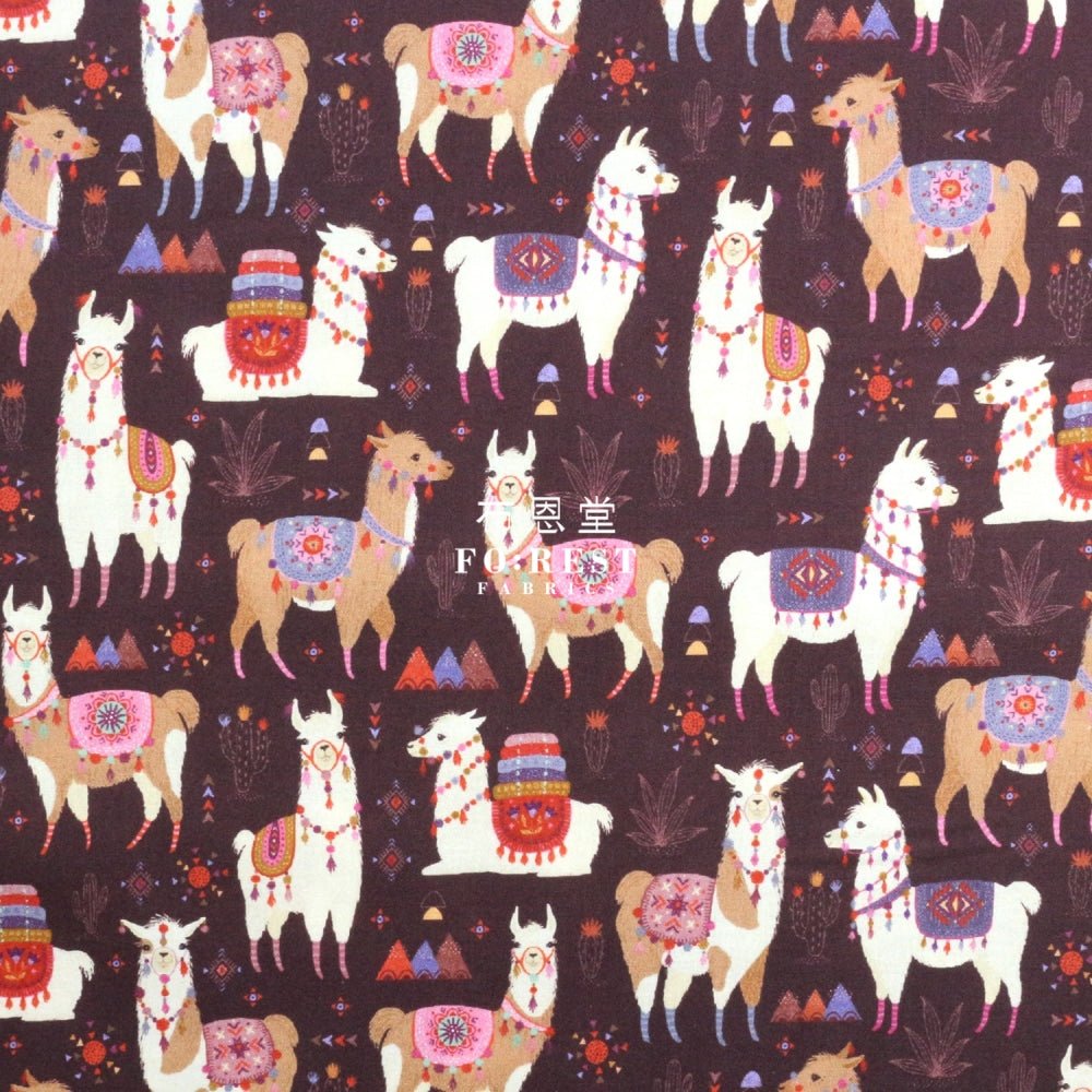 cotton - LLAMA Fiesta fabric Wine - FO:REST Fabric 布恩堂Liberty fabrictana lawnjapanese fabricykk zipper