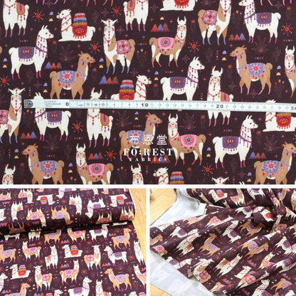 cotton - LLAMA Fiesta fabric Wine - FO:REST Fabric 布恩堂Liberty fabrictana lawnjapanese fabricykk zipper