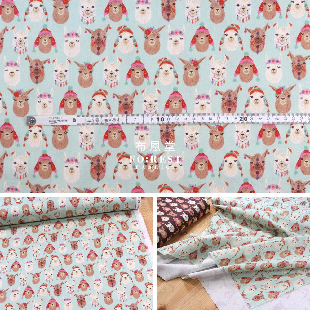 Cotton - Llamazing Fabric Blue
