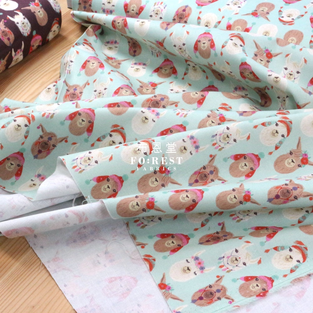 Cotton - Llamazing Fabric Blue