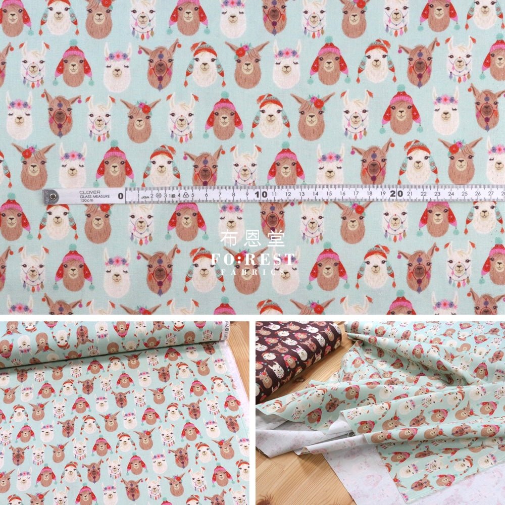 cotton - LLAMAZING fabric Blue - FO:REST Fabric 布恩堂Liberty fabrictana lawnjapanese fabricykk zipper