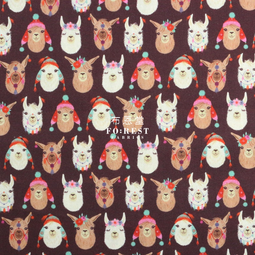 Cotton - Llamazing Fabric Wine