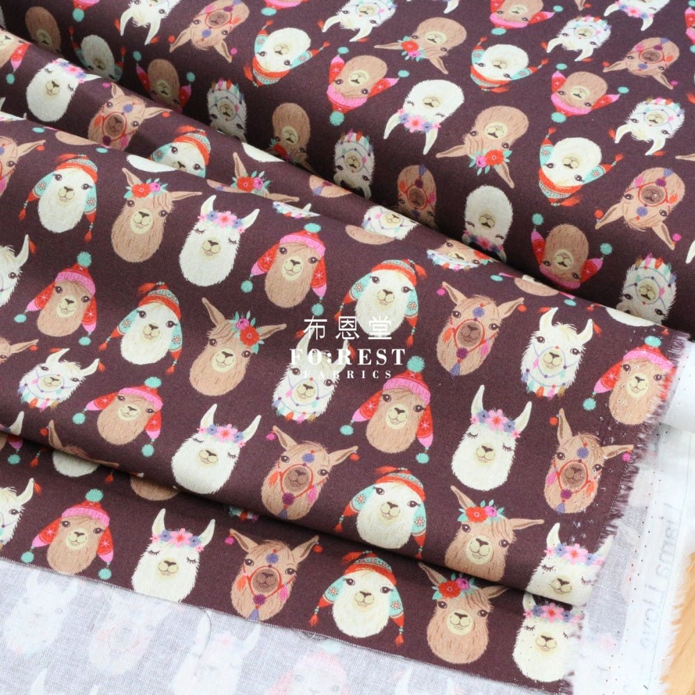 cotton - LLAMAZING fabric Wine - FO:REST Fabric 布恩堂Liberty fabrictana lawnjapanese fabricykk zipper