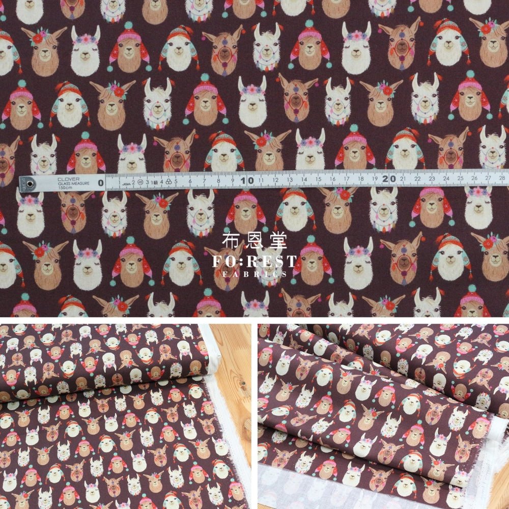 cotton - LLAMAZING fabric Wine - FO:REST Fabric 布恩堂Liberty fabrictana lawnjapanese fabricykk zipper