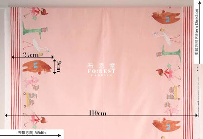 cotton - Lola DUTCH PARADE (double border) fabric Pink - forest-fabric