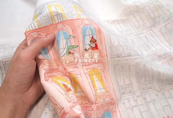 cotton - Lola GOOD MORNING (double border) fabric - forest-fabric