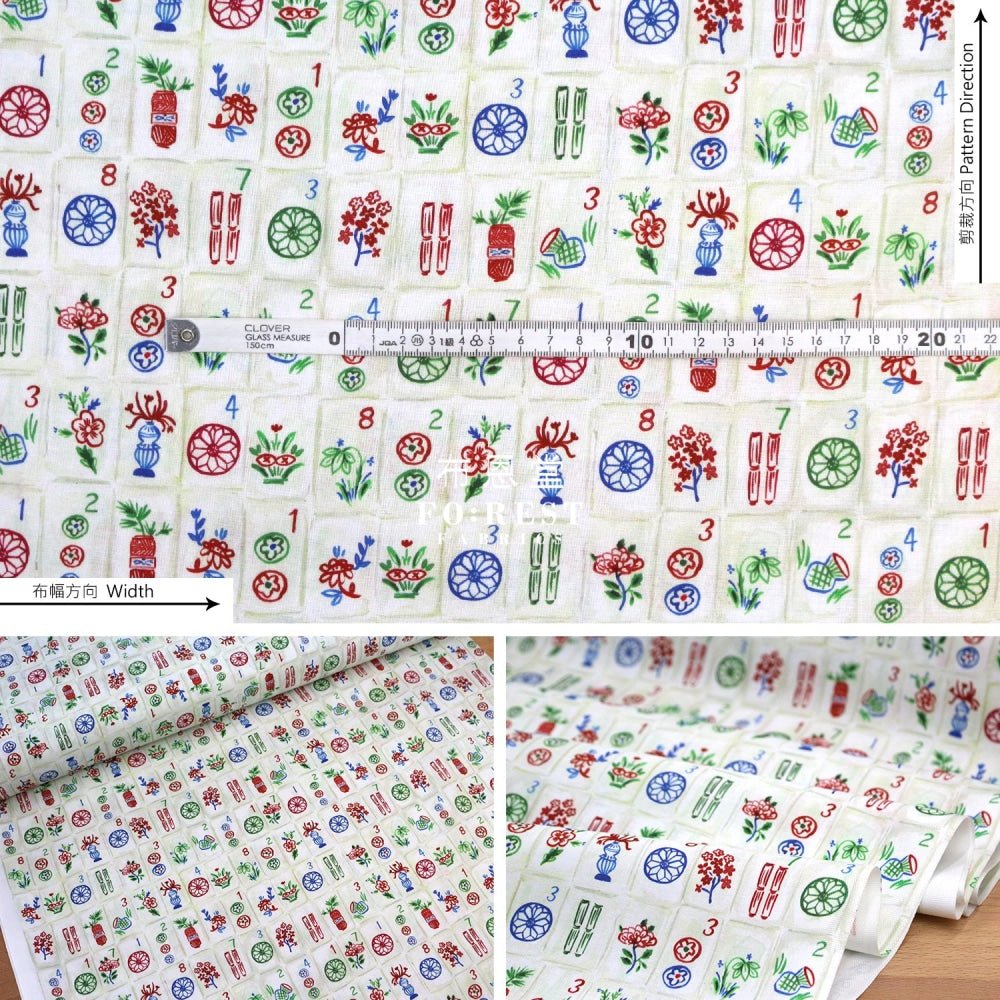 cotton - Mahjong game fabric - FO:REST Fabric 布恩堂Liberty fabrictana lawnjapanese fabricykk zipper