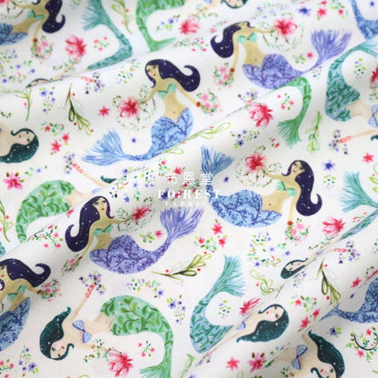cotton - MERMAIDS fabric - FO:REST Fabric 布恩堂Liberty fabrictana lawnjapanese fabricykk zipper