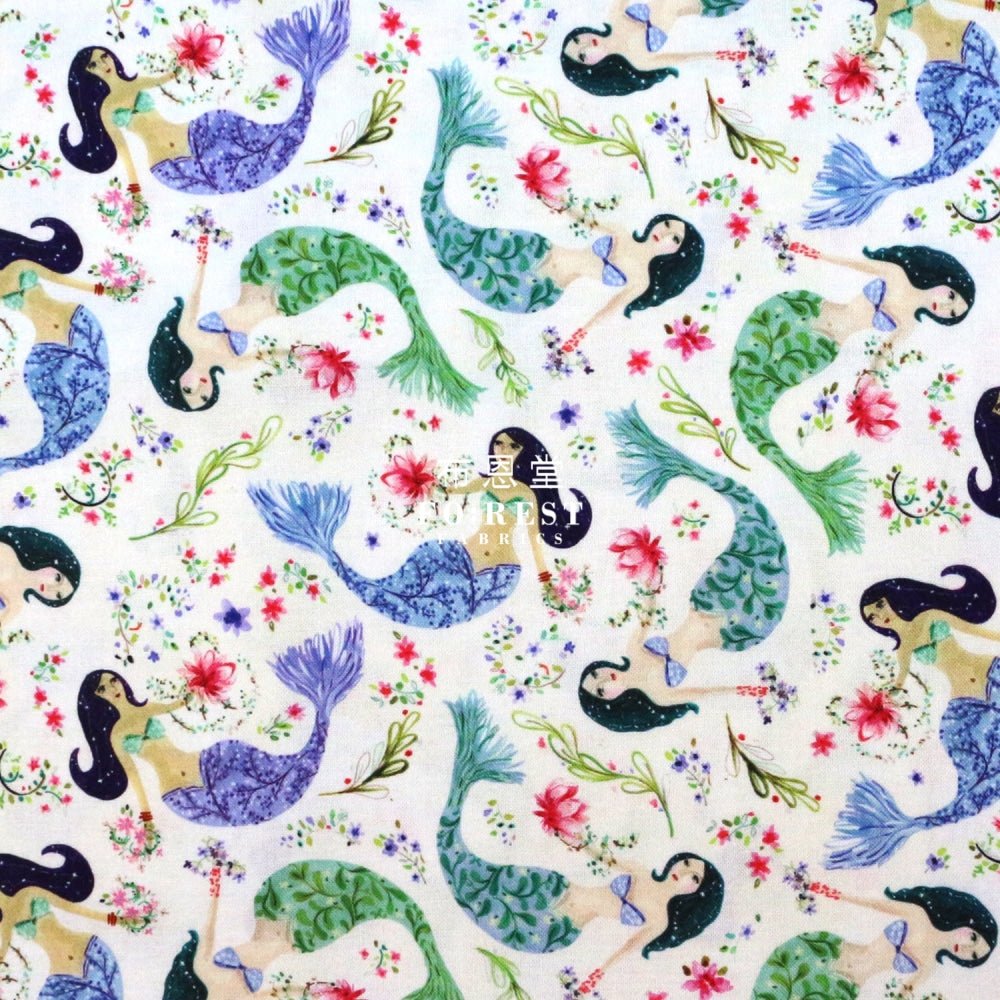 cotton - MERMAIDS fabric - FO:REST Fabric 布恩堂Liberty fabrictana lawnjapanese fabricykk zipper