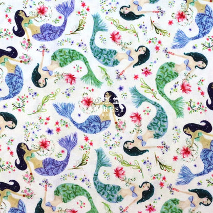 cotton - MERMAIDS fabric - FO:REST Fabric 布恩堂Liberty fabrictana lawnjapanese fabricykk zipper