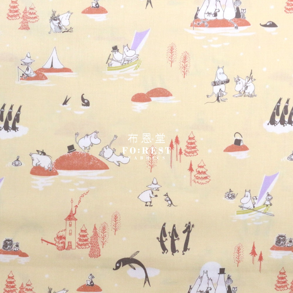 Cotton - Moomin Lets Row Fabric Lt.yellow (Member)