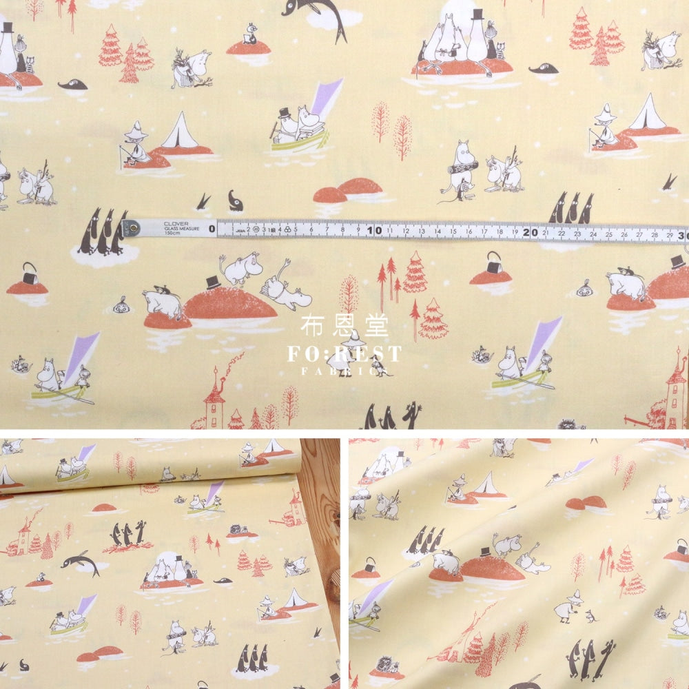 Cotton - Moomin Lets Row Fabric Lt.yellow (Member)