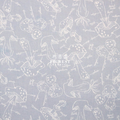 Cotton - Mushroom Anatomy Fabric Bluegray