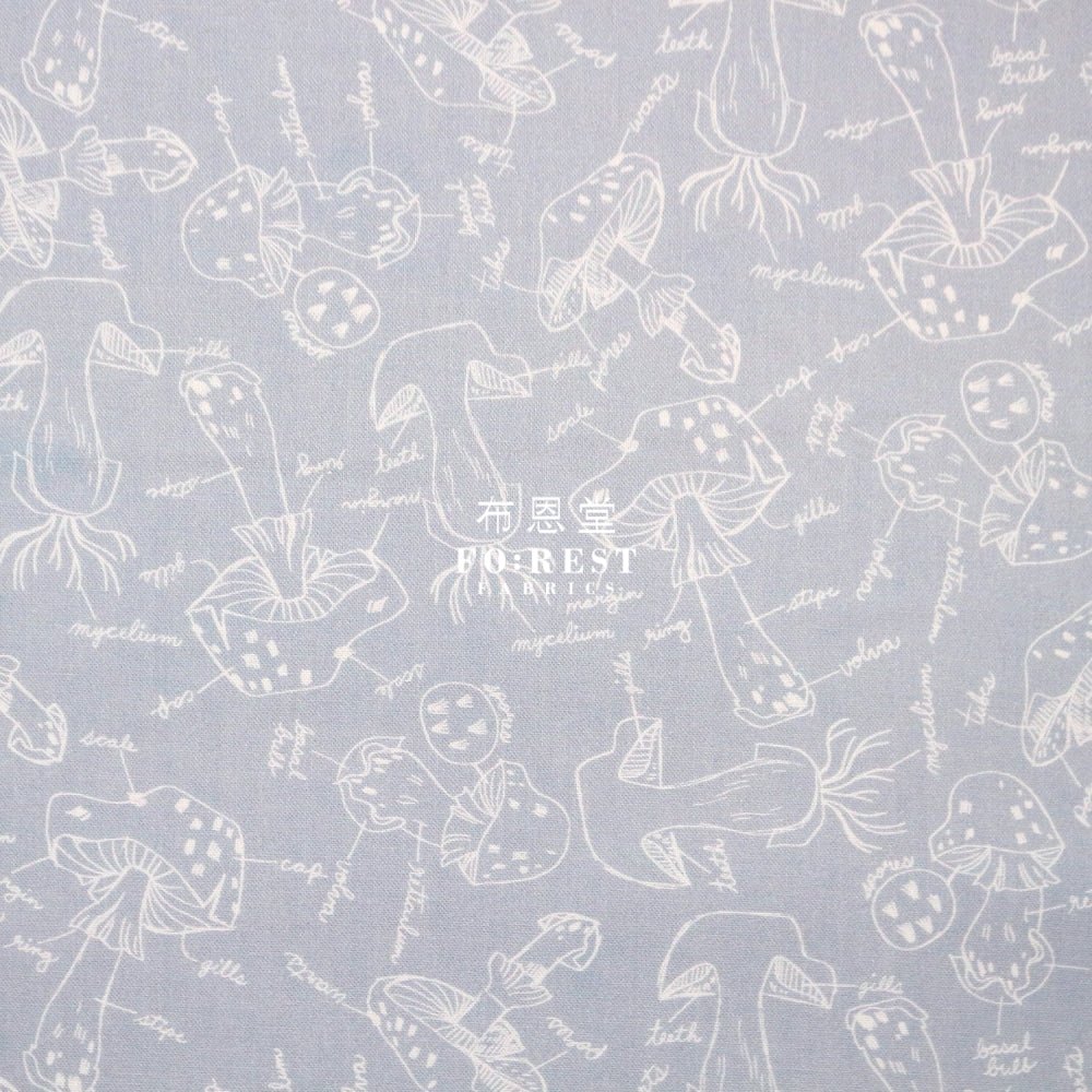 cotton - Mushroom Anatomy fabric BlueGray - FO:REST Fabric 布恩堂Liberty fabrictana lawnjapanese fabricykk zipper