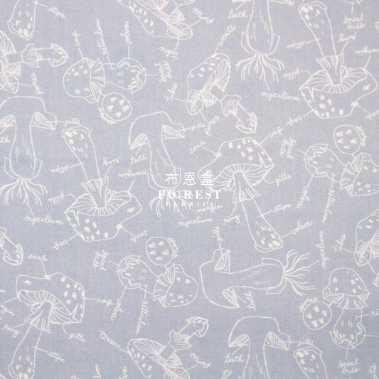 cotton - Mushroom Anatomy fabric BlueGray - FO:REST Fabric 布恩堂Liberty fabrictana lawnjapanese fabricykk zipper