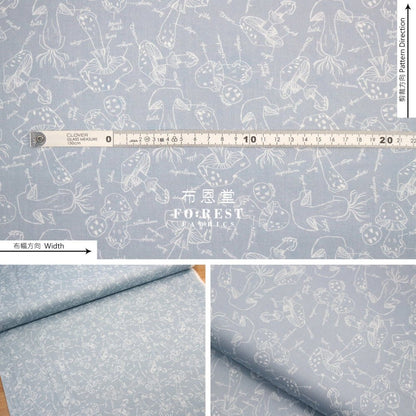 cotton - Mushroom Anatomy fabric BlueGray - FO:REST Fabric 布恩堂Liberty fabrictana lawnjapanese fabricykk zipper