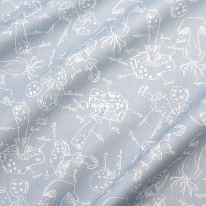 cotton - Mushroom Anatomy fabric BlueGray - FO:REST Fabric 布恩堂Liberty fabrictana lawnjapanese fabricykk zipper