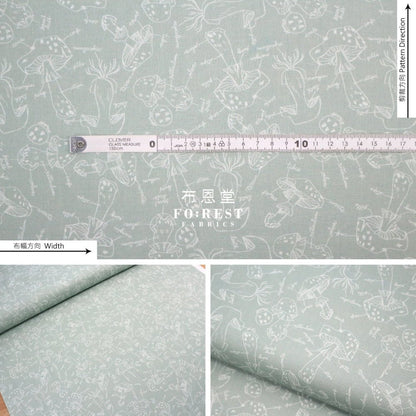 cotton - Mushroom Anatomy fabric Green - FO:REST Fabric 布恩堂Liberty fabrictana lawnjapanese fabricykk zipper
