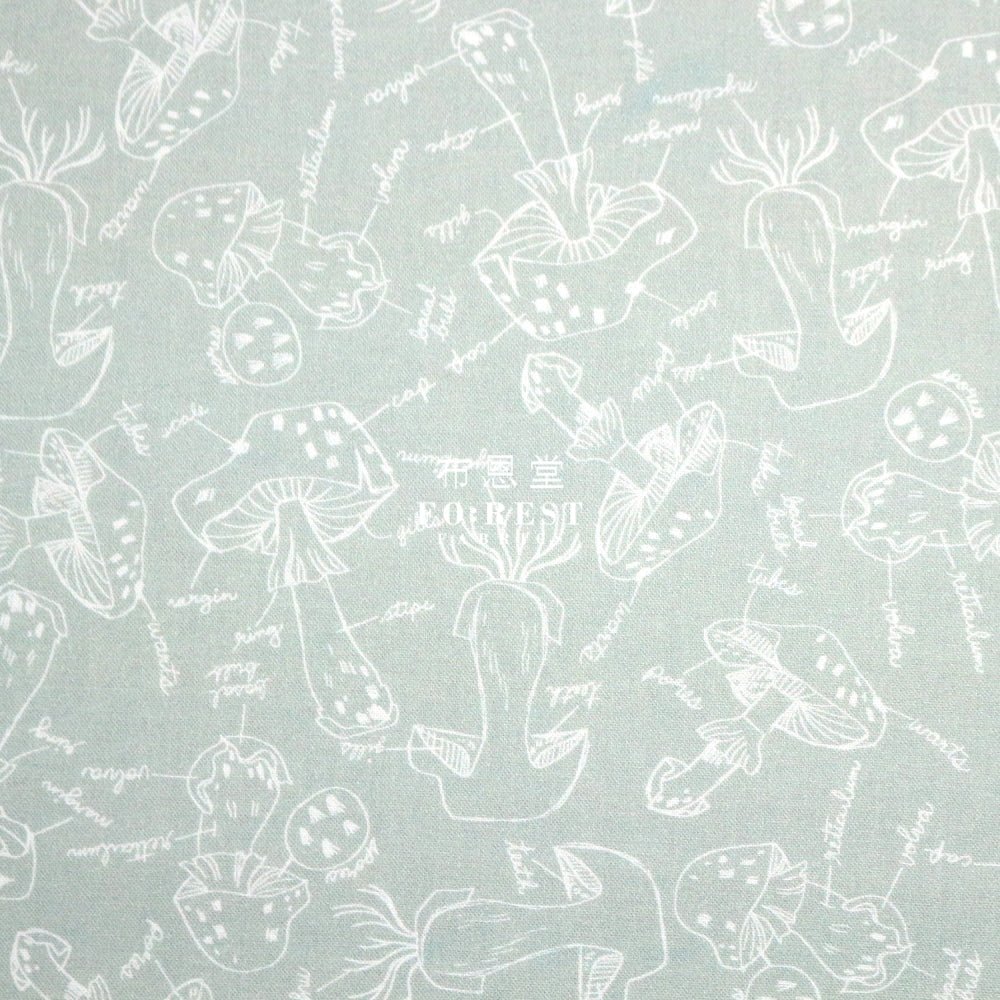 cotton - Mushroom Anatomy fabric Green - FO:REST Fabric 布恩堂Liberty fabrictana lawnjapanese fabricykk zipper