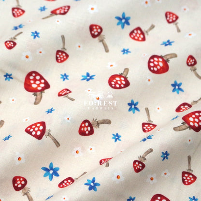 Cotton - Mushrooms Forest Fabric Natural