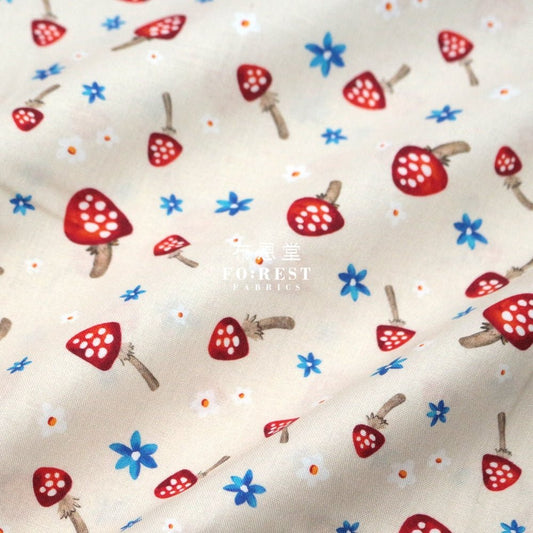 cotton - Mushrooms Forest fabric Natural - FO:REST Fabric 布恩堂Liberty fabrictana lawnjapanese fabricykk zipper