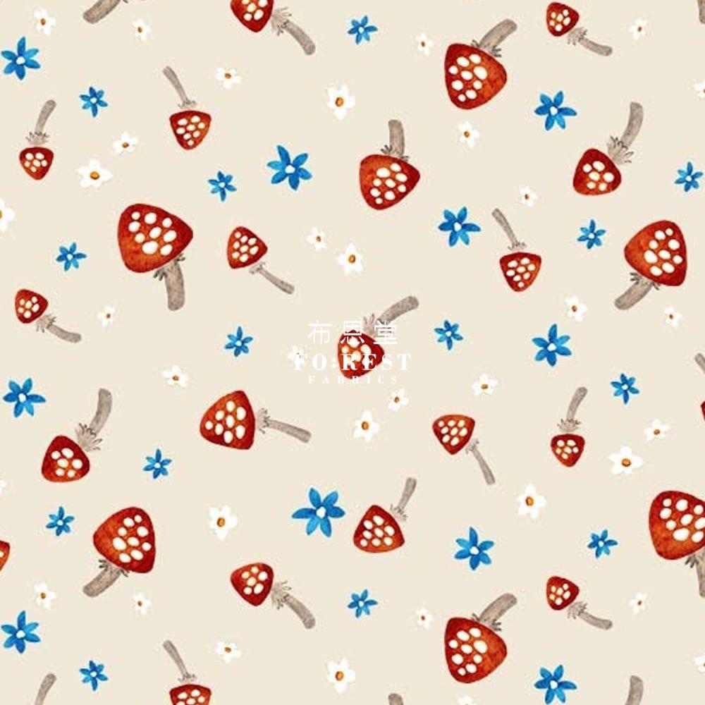 cotton - Mushrooms Forest fabric Natural - FO:REST Fabric 布恩堂Liberty fabrictana lawnjapanese fabricykk zipper