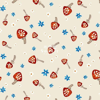 cotton - Mushrooms Forest fabric Natural - FO:REST Fabric 布恩堂Liberty fabrictana lawnjapanese fabricykk zipper